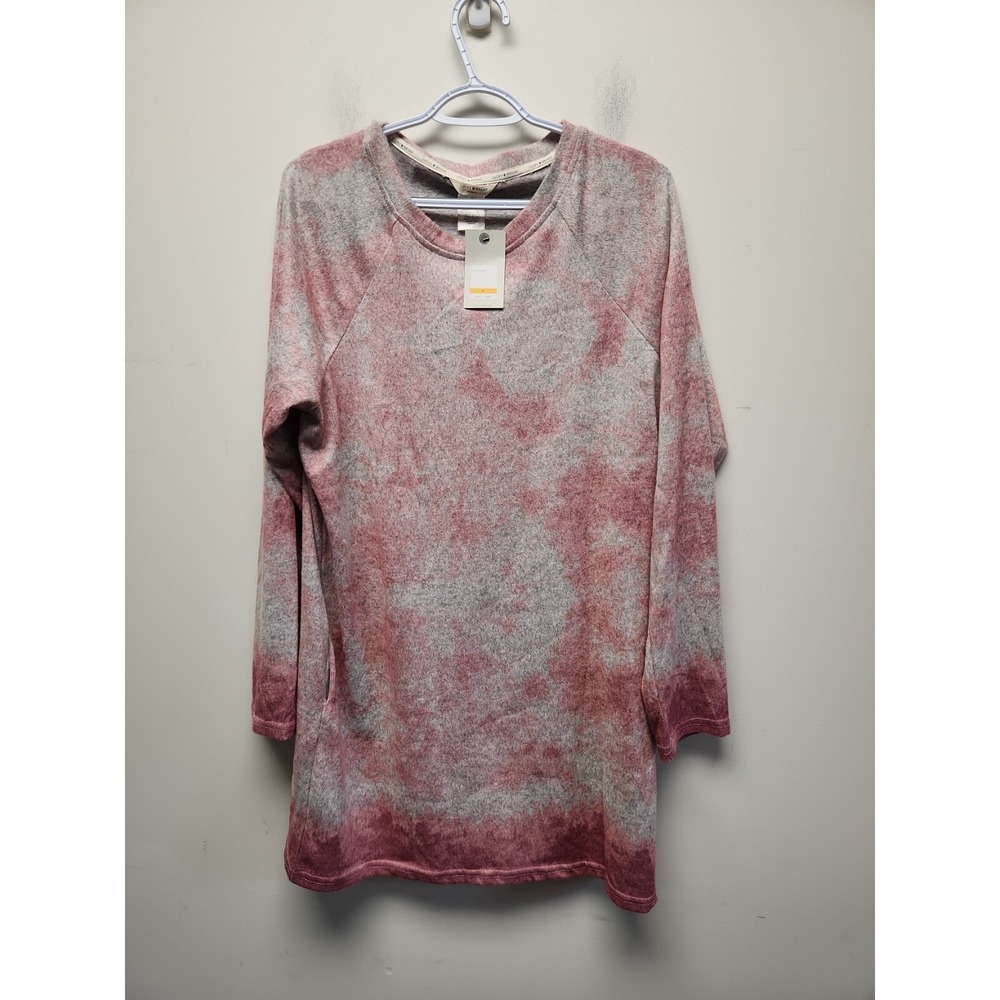 LUCKY BRAND PINK  TIE DYE SOFT KNIT  LONG SLEEVE  SHORT  SLEEP DRESS  NWT S